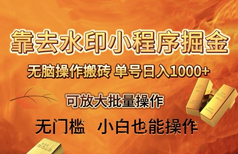 靠去水印小程序无脑操作搬砖，单号日入1000+保姆级教程可放大批量操作【揭秘】-江南创业网