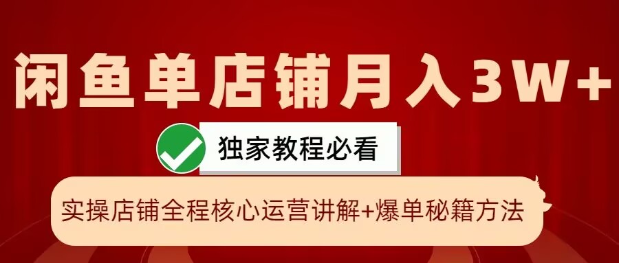 闲鱼单店铺月入3W+实操展示，爆单核心秘籍，一学就会【揭秘】-江南创业网