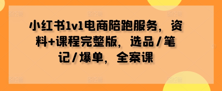 小红书1v1电商陪跑服务，资料+课程完整版，选品/笔记/爆单，全案课-江南创业网