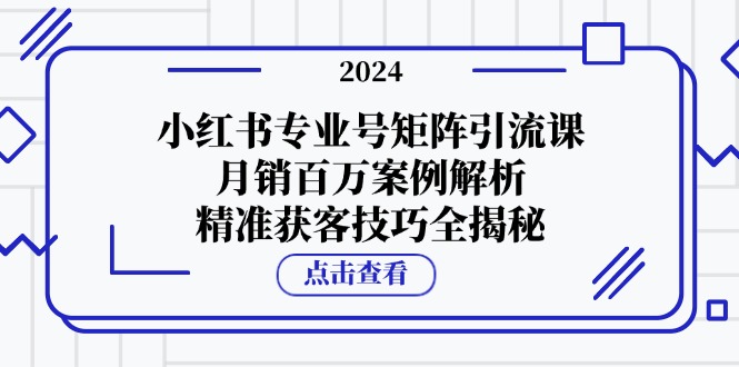 小红书专业号矩阵引流课，月销百万案例解析，精准获客技巧全揭秘-江南创业网