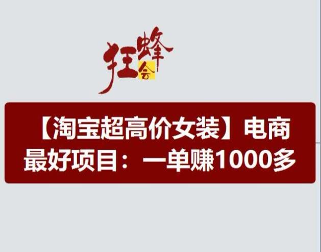 淘宝超高价女装项目，电商最好赛道，一单赚1000多-江南创业网
