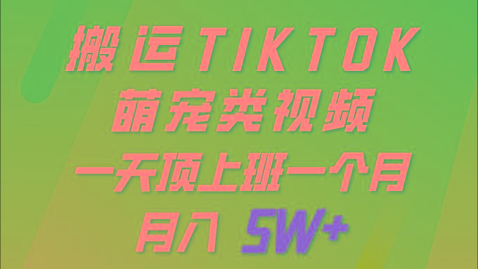 (9931期)一键搬运TIKTOK萌宠类视频 一部手机即可操作 所有平台均可发布 轻松月入5W+-江南创业网