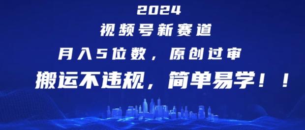 2024视频号新赛道，月入5位数+，原创过审，搬运不违规，简单易学【揭秘】-江南创业网