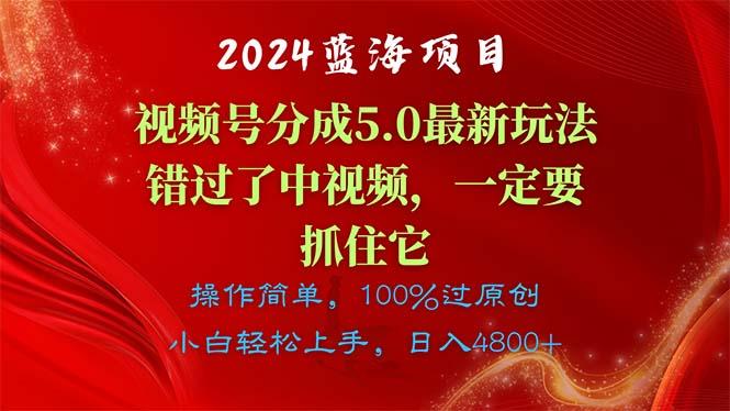 2024蓝海项目，视频号分成计划5.0最新玩法，错过了中视频，一定要抓住…-江南创业网