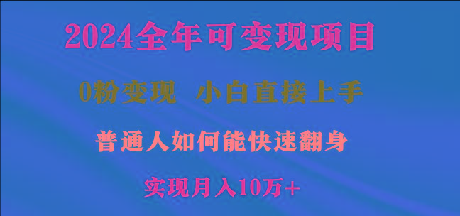 2024全年可变现项目，一天收益至少2000+，小白上手快，普通人就要利用互…-江南创业网
