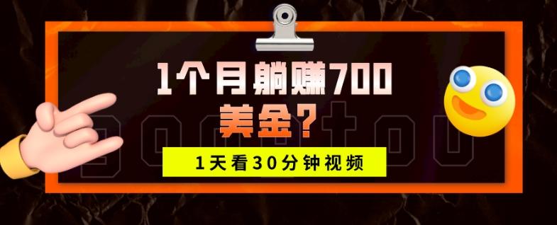 1天看30分钟视频，1个月躺赚700美金？-江南创业网