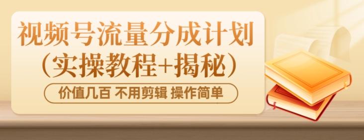 价值几百上千不用剪辑简单操作视频号流量分成计划（实操教程+揭秘）-江南创业网