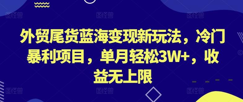 外贸尾货蓝海变现新玩法，冷门暴利项目，单月轻松3W+，收益无上限【揭秘】-江南创业网