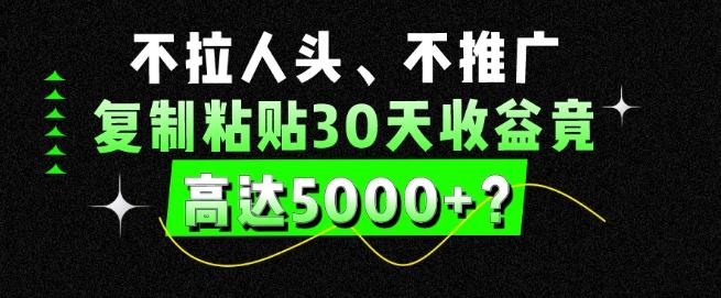 不拉人头、不推广，复制粘贴30天收益竟高达5000+？-江南创业网