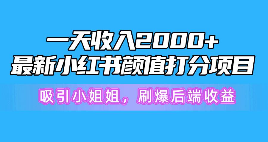 一天收入2000+，最新小红书颜值打分项目，吸引小姐姐，刷爆后端收益-江南创业网
