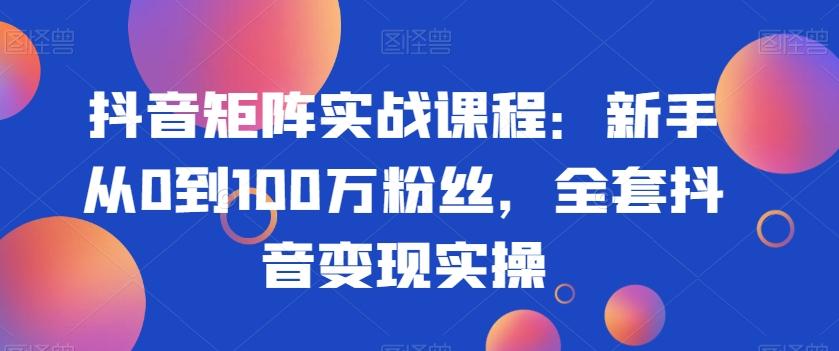 抖音矩阵实战课程:新手从0到100万粉丝,全套抖音变现实操-江南创业网