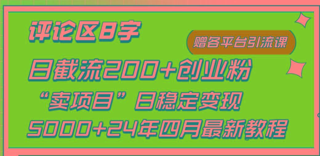 (9851期)评论区8字日载流200+创业粉  日稳定变现5000+24年四月最新教程！-江南创业网