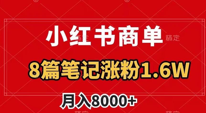 小红书商单最新玩法，8篇笔记涨粉1.6w，作品制作简单，月入8000+【揭秘】-江南创业网