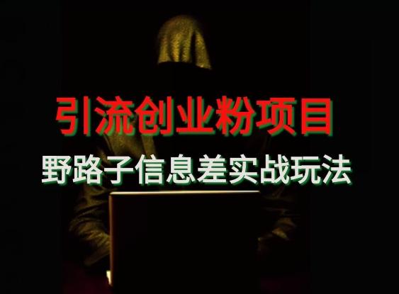 【引流创业粉】野路子信息差玩法实战教学-江南创业网