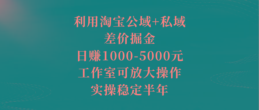 利用淘宝公域+私域差价掘金，日赚1000-5000元，工作室可放大操作，实操…-江南创业网