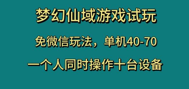 梦幻仙域游戏试玩，免微信玩法，单机40-70，一个人同时操作十台设备【揭秘】-江南创业网