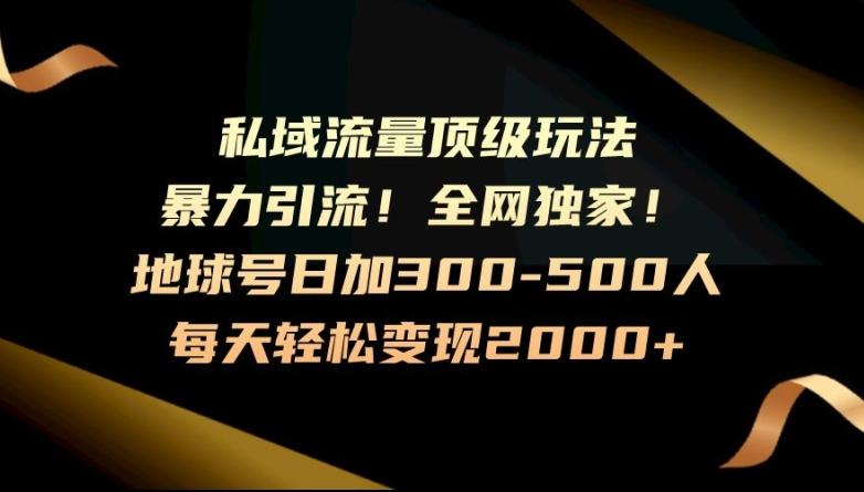 暴力引流，全网独家，地球号日加300-500人，私域流量顶级玩法，每天轻松变现2000+-江南创业网