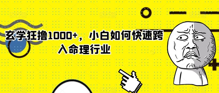 玄学狂撸1000+，小白如何快速跨入命理行业-江南创业网
