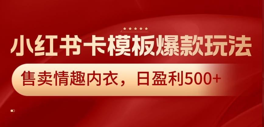 小红书卡模板爆款玩法，售卖情趣内衣，日盈利500+【揭秘】-江南创业网
