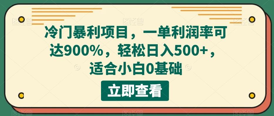 冷门暴利项目，一单利润率可达900%，轻松日入500+，适合小白0基础-江南创业网