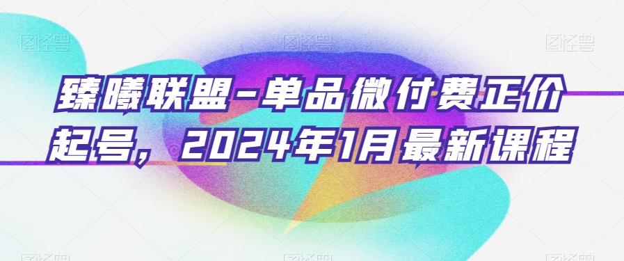 臻曦联盟-单品微付费正价起号，2024年1月最新课程-江南创业网