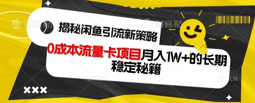 揭秘闲鱼引流新策略：0成本流量卡项目，月入1W+的长期稳定秘籍-江南创业网