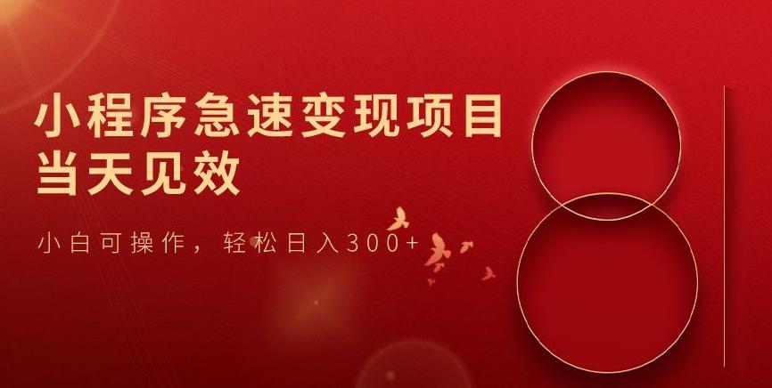 小程序急速变现项目，当天见效，小白可操作，轻松日入300+-江南创业网
