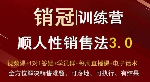 爆款！销冠训练营3.0之顺人性销售法，全方位解决销售难题、可落地、可执行、有结果-江南创业网