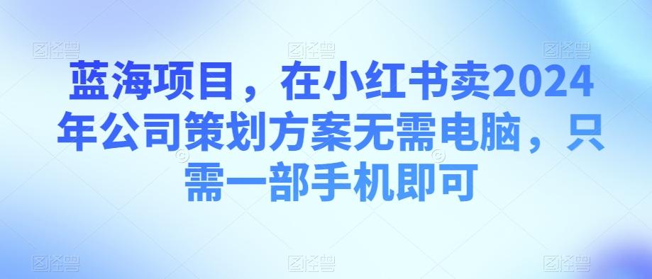 蓝海项目，在小红书卖2024年公司策划方案无需电脑，只需一部手机即可-江南创业网