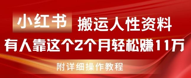 小红书搬运人性资料，有人靠这个2个月轻松赚11w，附教程【揭秘】-江南创业网