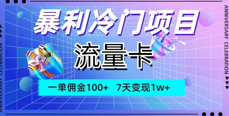 暴利冷门项目，流量卡，一单佣金100+，7天变现1w+-江南创业网