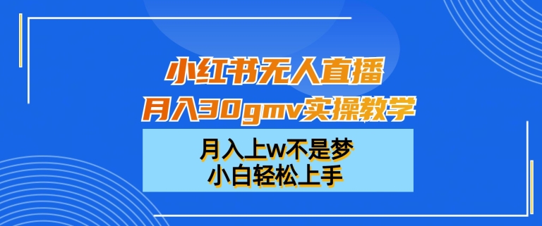 小红书无人直播月入30gmv实操教学，月入上w不是梦，小白轻松上手【揭秘】-江南创业网