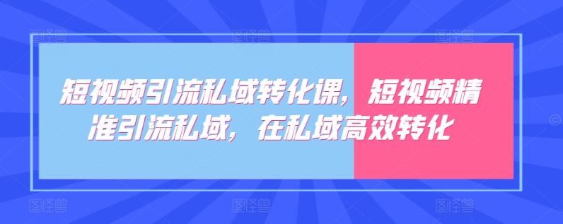 短视频引流私域转化课，短视频精准引流私域，在私域高效转化-江南创业网