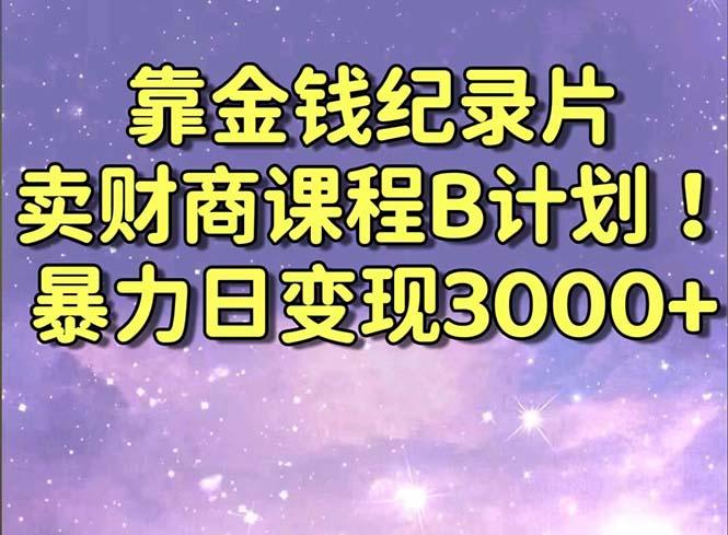 靠金钱纪录片卖财商课程B计划！暴力日变现3000+，喂饭式干货教程！-江南创业网