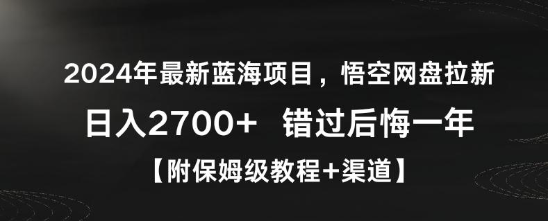 2024年最新蓝海项目，悟空网盘拉新，日入2700+错过后悔一年【附保姆级教程+渠道】【揭秘】-江南创业网