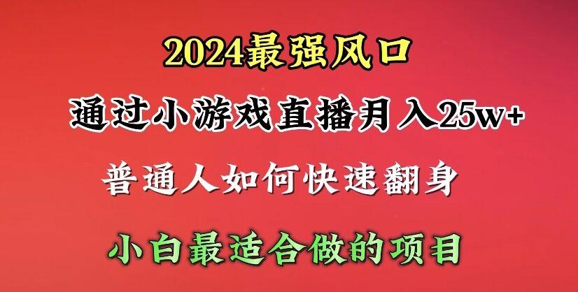 (10020期)2024年最强风口，通过小游戏直播月入25w+单日收益5000+小白最适合做的项目-江南创业网