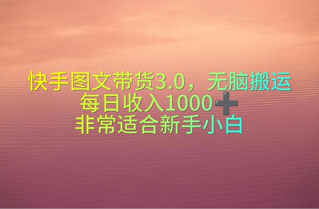 快手图文带货3.0，无脑搬运，每日收入1000＋，非常适合新手小白-江南创业网
