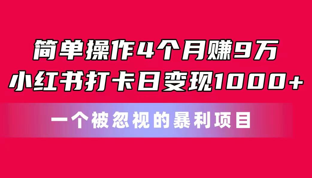 简单操作4个月赚9万！小红书打卡日变现1000+！一个被忽视的暴力项目-江南创业网
