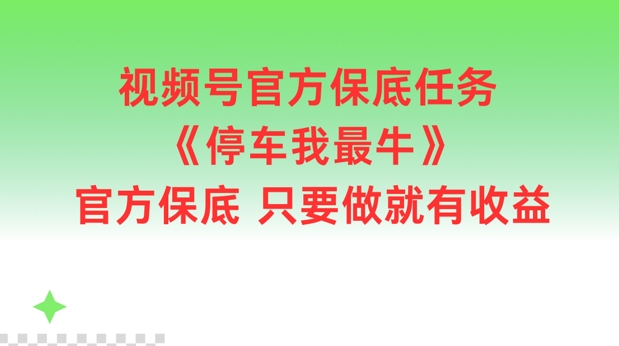 视频号官方保底任务，停车我最牛，官方保底只要做就有收益【揭秘】-江南创业网