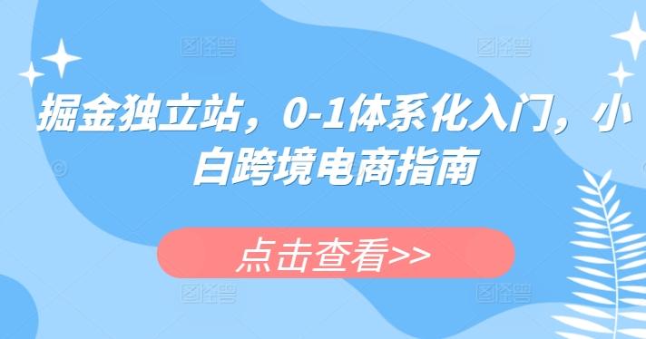 掘金独立站，0-1体系化入门，小白跨境电商指南-江南创业网