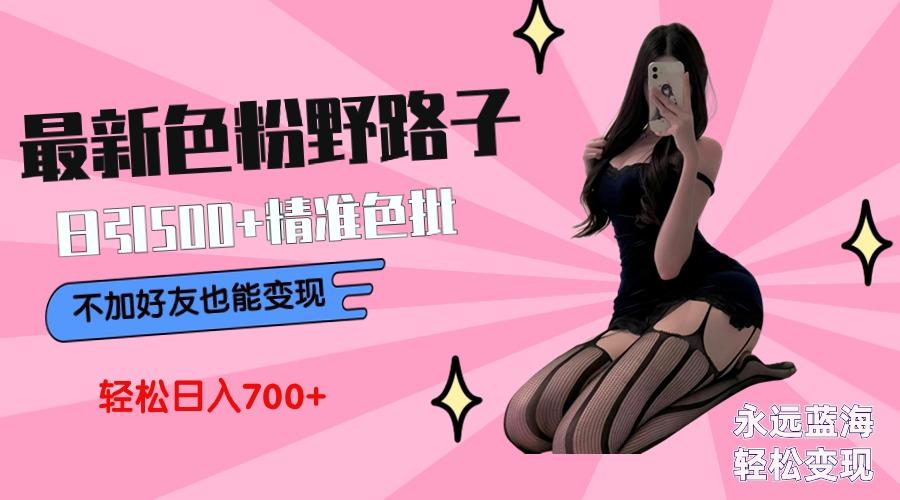 最新色粉变现野路子，日引500+老色批 可不加好友直接变现 小白轻松日入700+-江南创业网