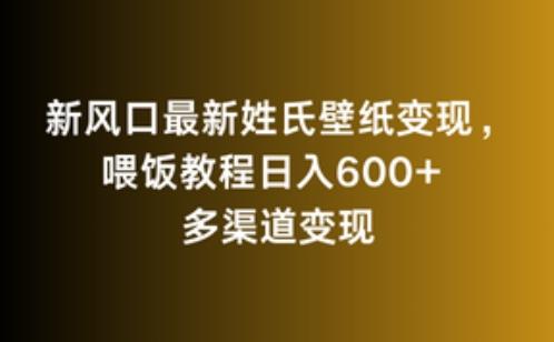 新风口最新姓氏壁纸变现，喂饭教程日入600+【揭秘】-江南创业网