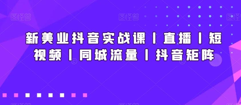 新美业抖音实战课丨直播丨短视频丨同城流量丨抖音矩阵-江南创业网