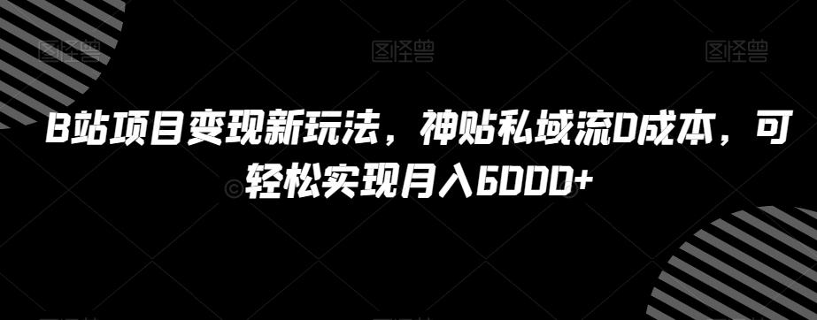 B站项目变现新玩法，神贴私域流0成本，可轻松实现月入6000+【揭秘】-江南创业网