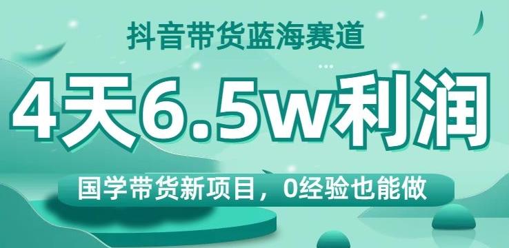 抖音带货蓝海赛道，国学带货新项目，0经验也能做，4天6.5w利润【揭秘】-江南创业网