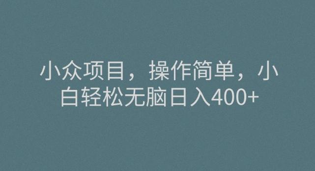 小众项目，操作简单，小白轻松无脑日入400+-江南创业网