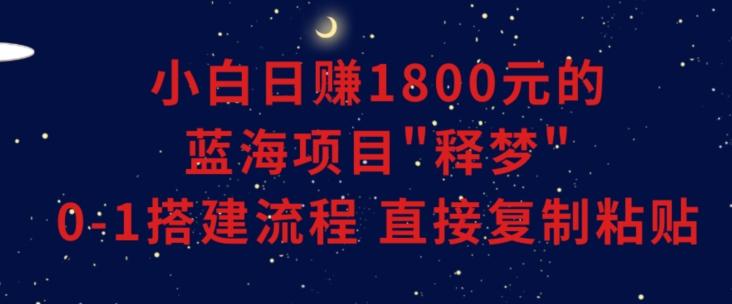 小白能日赚1800元的蓝海项目”释梦”0-1搭建流程可直接复制粘贴长期做【揭秘】-江南创业网