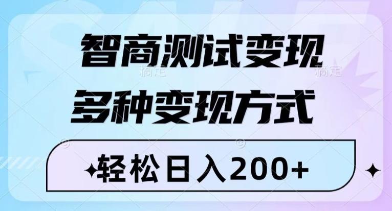 智商测试变现，轻松日入200+，几分钟一个视频，多种变现方式-江南创业网