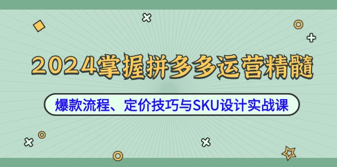 2024掌握拼多多运营精髓：爆款流程、定价技巧与SKU设计实战课-江南创业网