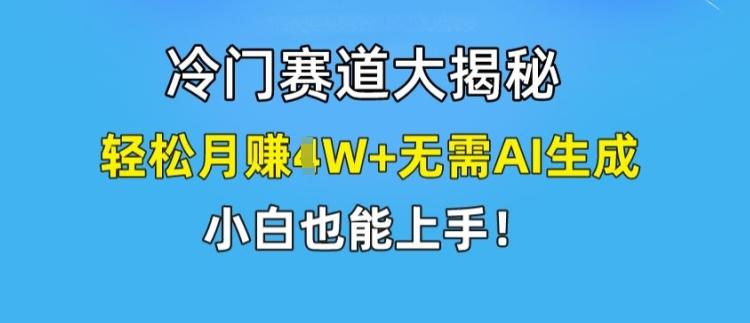 冷门赛道大揭秘，轻松月赚1W+无需AI生成，小白也能上手【揭秘】-江南创业网